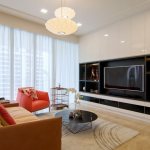 Glossy furniture facades in a modern style hall