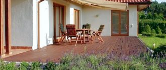 Outdoor terrace with composite plank flooring