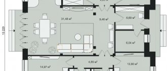 Планировка в проекте одноэтажного простого дома 13х13